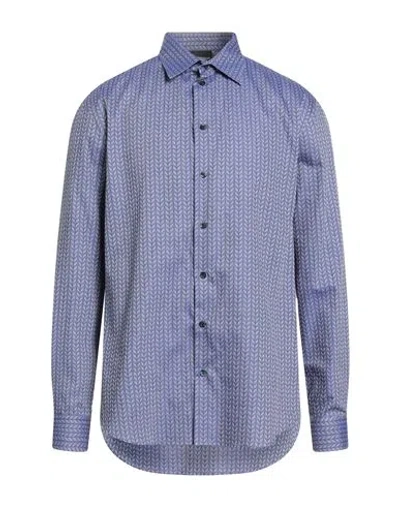 Emporio Armani Man Shirt Blue Size L Cotton In Purple