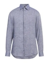 Emporio Armani Man Shirt Blue Size S Linen In Blue