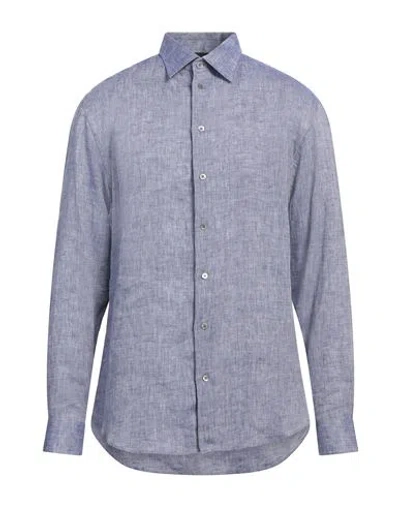 Emporio Armani Man Shirt Blue Size S Linen