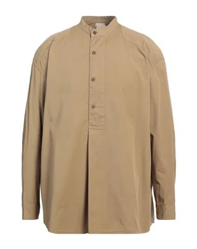 Emporio Armani Man Shirt Camel Size L Cotton In Beige