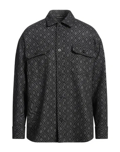 Emporio Armani Man Shirt Charcoal Size 42 Virgin Wool, Cashmere In Grey