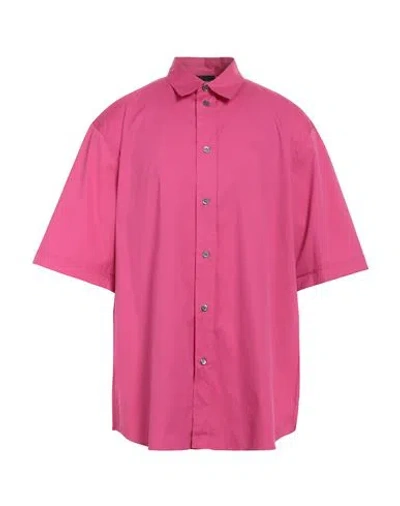 Emporio Armani Man Shirt Fuchsia Size Xs Cotton, Polyamide, Elastane In Pink