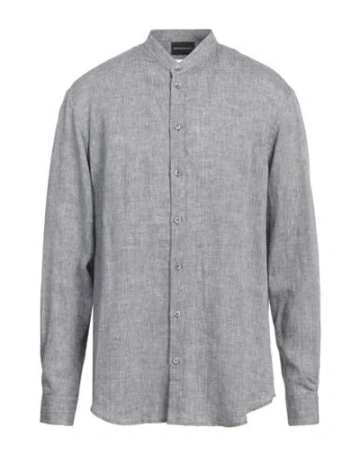Emporio Armani Man Shirt Grey Size L Linen