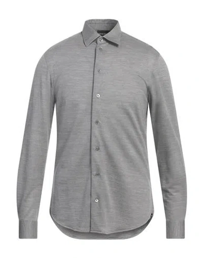 Emporio Armani Man Shirt Grey Size M Virgin Wool, Lyocell