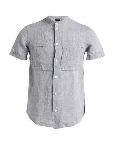 Emporio Armani Man Shirt Grey Size Xs Linen In Gray