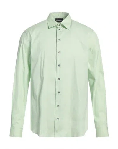 Emporio Armani Man Shirt Light Green Size M Cotton, Polyamide, Elastane