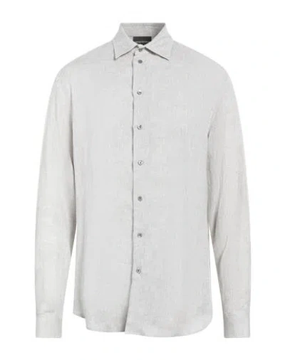 Emporio Armani Man Shirt Light Grey Size L Linen