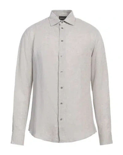 Emporio Armani Man Shirt Light Grey Size M Linen