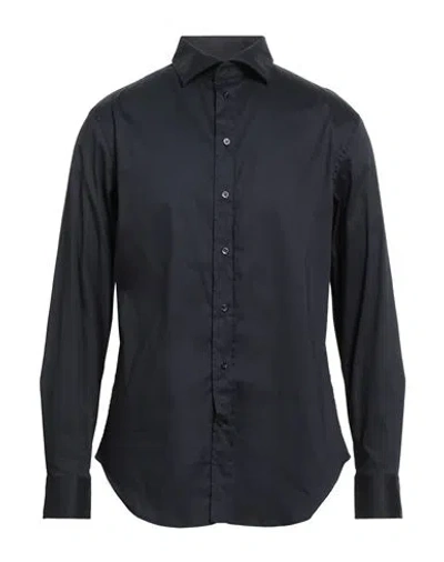 Emporio Armani Man Shirt Midnight Blue Size 16 ½ Cotton, Polyamide, Elastane