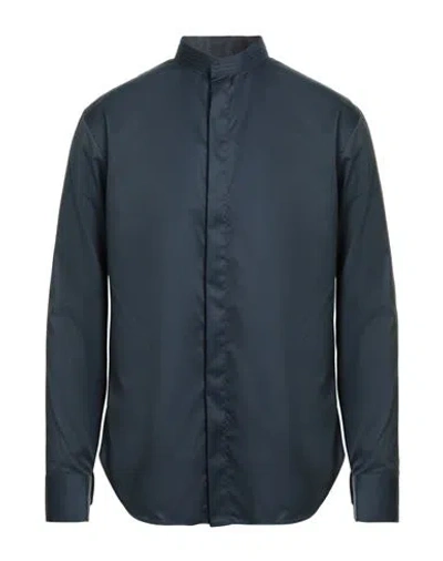 EMPORIO ARMANI EMPORIO ARMANI MAN SHIRT MIDNIGHT BLUE SIZE 17 ½ COTTON, ELASTANE