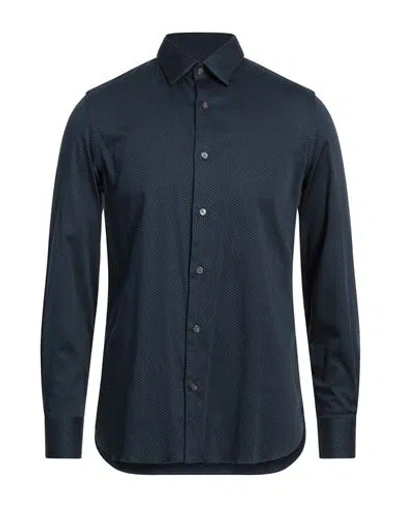 Emporio Armani Man Shirt Midnight Blue Size L Cotton, Elastane