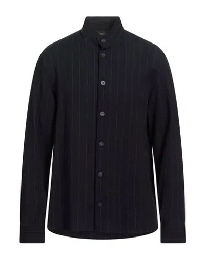 Emporio Armani Man Shirt Midnight Blue Size L Virgin Wool, Elastane