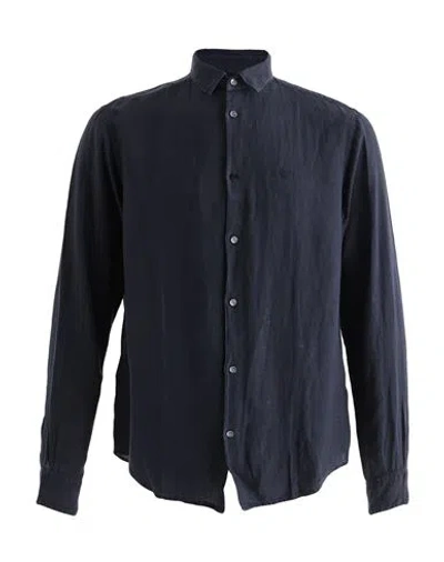 Emporio Armani Man Shirt Midnight Blue Size Xxl Linen