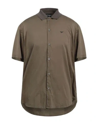 Emporio Armani Man Shirt Military Green Size M Cotton In Green