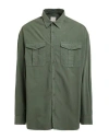 Emporio Armani Logo-patch Organic Cotton Shirt In Green