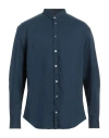 Emporio Armani Man Shirt Navy Size L Cotton, Polyamide, Elastane In Navy Blue