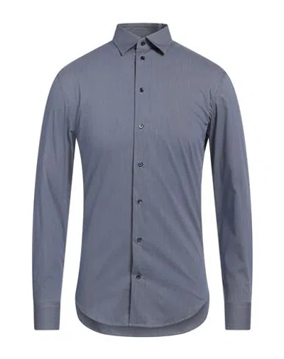 Emporio Armani Man Shirt Navy Size 15 ¾ Cotton, Polyamide, Elastane