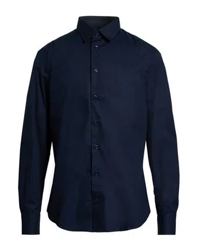 Emporio Armani Man Shirt Navy Size 17 Cotton In Blue
