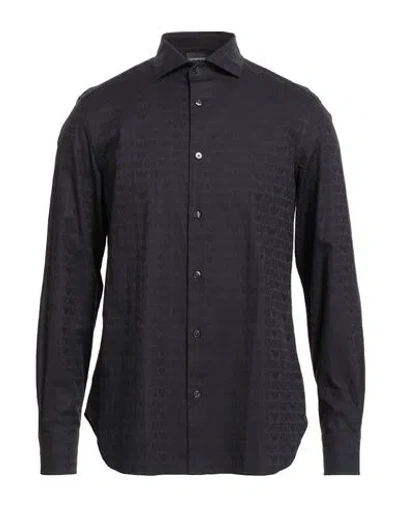 Emporio Armani Man Shirt Navy Size L Cotton In Blue