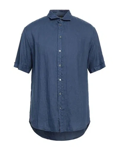Emporio Armani Man Shirt Navy Blue Size M Linen