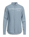 Emporio Armani Man Shirt Pastel Blue Size L Linen