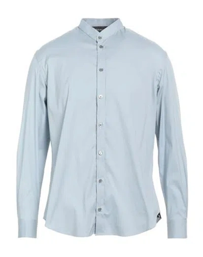 EMPORIO ARMANI EMPORIO ARMANI MAN SHIRT PASTEL BLUE SIZE S COTTON, POLYAMIDE, ELASTANE