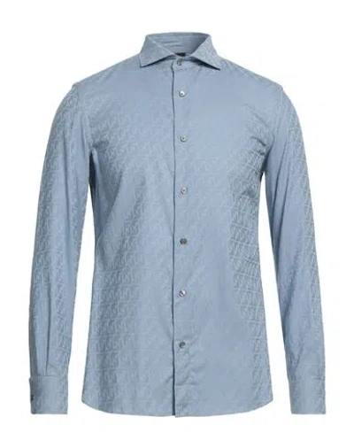 Emporio Armani Man Shirt Pastel Blue Size S Cotton