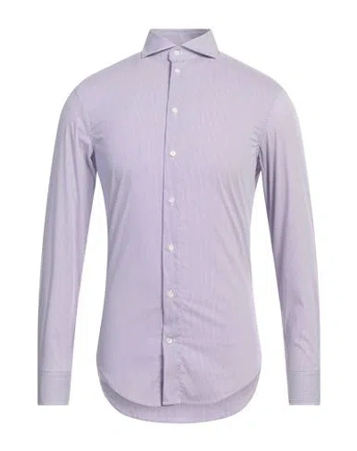 Emporio Armani Man Shirt Purple Size 14 ½ Cotton, Polyamide, Elastane
