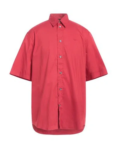 Emporio Armani Man Shirt Red Size S Cotton, Polyamide, Elastane