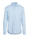 Emporio Armani Man Shirt Pastel Blue Size S Cotton, Polyamide, Elastane