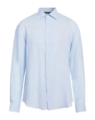 Emporio Armani Man Shirt Sky Blue Size L Linen