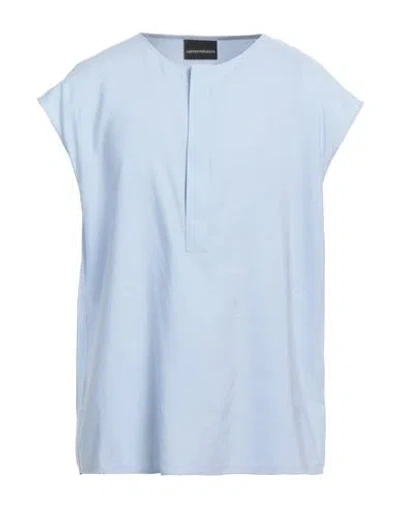 Emporio Armani Man Shirt Sky Blue Size L Viscose, Polyester