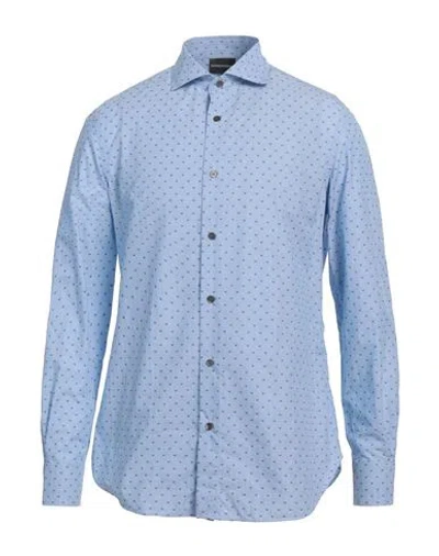Emporio Armani Man Shirt Sky Blue Size L Cotton