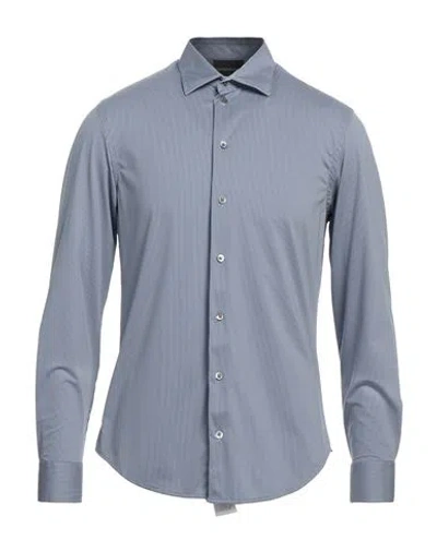 Emporio Armani Man Shirt Slate Blue Size L Polyamide, Elastane