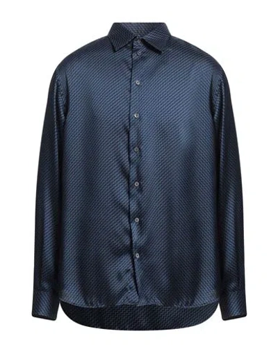 Emporio Armani Man Shirt Slate Blue Size S Polyester