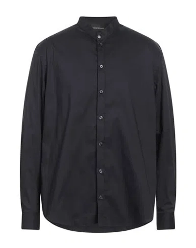 Emporio Armani Man Shirt Midnight Blue Size Xl Cotton, Polyamide, Elastane In Grey