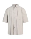 Emporio Armani Man Shirt Taupe Size M Cotton, Polyamide, Elastane In Grey