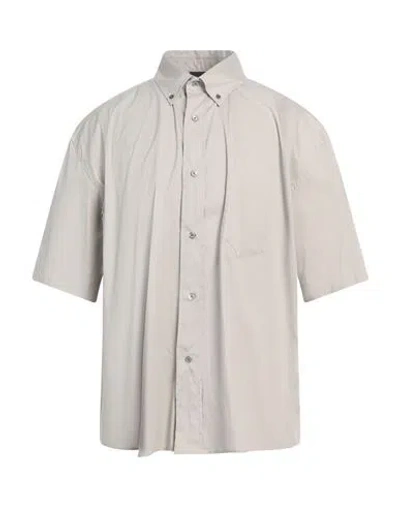 Emporio Armani Man Shirt Taupe Size M Cotton, Polyamide, Elastane In Grey