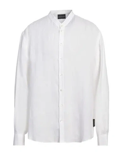 Emporio Armani Man Shirt White Size Xxl Linen
