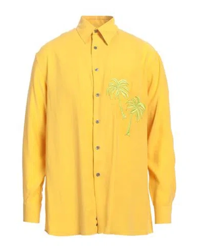 Emporio Armani Man Shirt Yellow Size 17 Modal, Polyester
