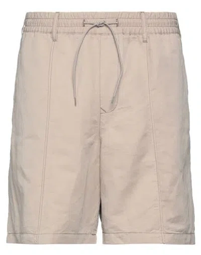 Emporio Armani Mi-rise Linen Blend Wide-leg Shorts In Nude