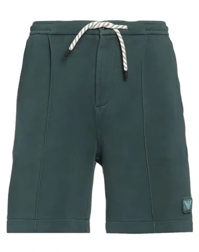 Emporio Armani Man Shorts & Bermuda Shorts Green Size S Cotton, Polyester, Elastane