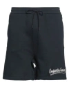 Emporio Armani Black Embroidered Shorts In Blue