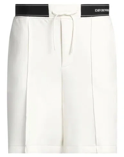 Emporio Armani Man Shorts & Bermuda Shorts Off White Size Xxxl Cotton, Polyester, Elastane, Polyamid In Off White