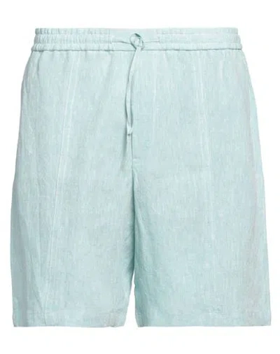 Emporio Armani Man Shorts & Bermuda Shorts Turquoise Size 38 Linen In Blue