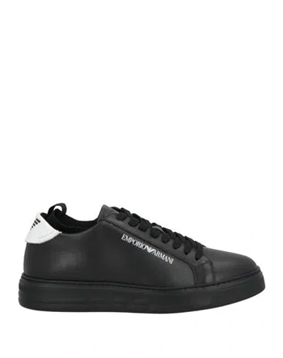Emporio Armani Man Sneakers Black Size 10.5 Leather
