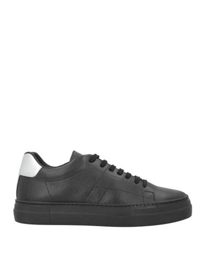 Emporio Armani Man Sneakers Black Size 12 Leather, Textile Fibers