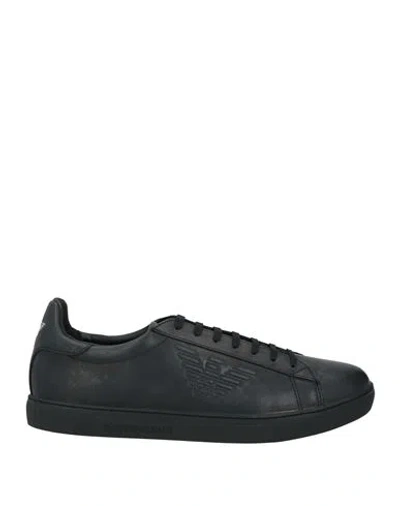 Emporio Armani Man Sneakers Black Size 6 Cow Leather