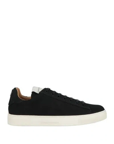 Emporio Armani Man Sneakers Black Size 8 Cow Leather