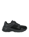 Emporio Armani Man Sneakers Black Size 8 Cow Leather, Polyester In Black